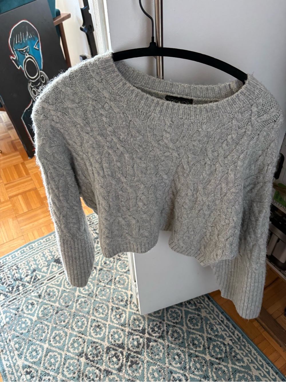 Topshop Light Gray Cable-Knit Sweater